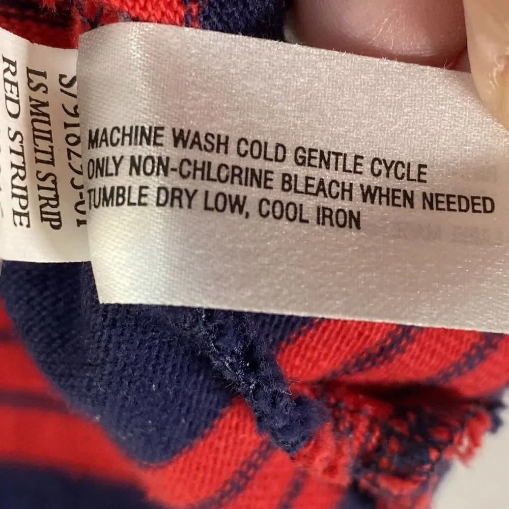 Gap top Womens M Red Blue Striped Crew Neck Long‎ Sleeve Shirt cotton - Picture 6 of 9